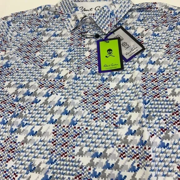 NWT Robert Graham Clubhouse Basel Geometric Performance Golf‎ Polo LARGE $128